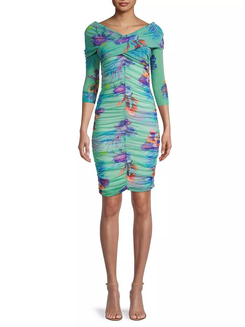 Tropical Ruched Minidress Product Image