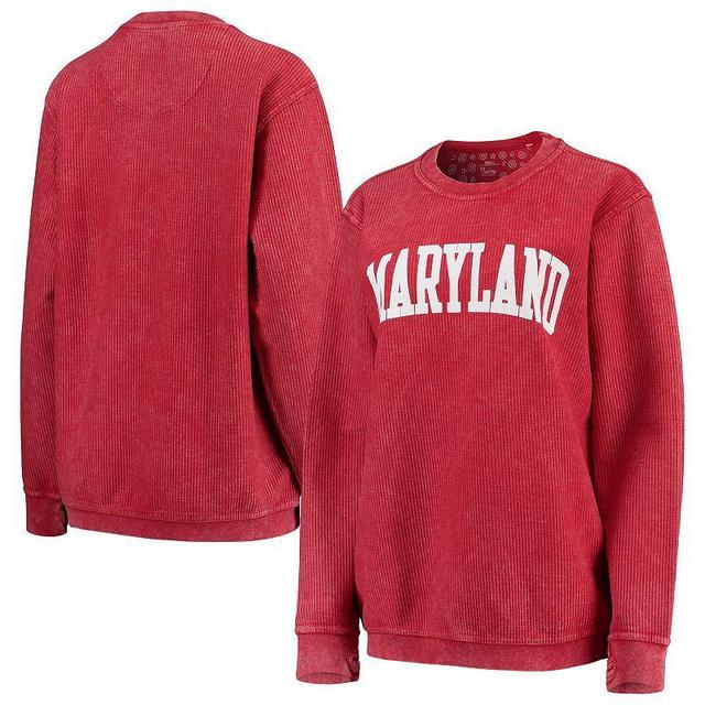 Womens Pressbox Maryland Terrapins Comfy Cord Vintage Wash Basic Arch Pullover Sweatshirt Product Image