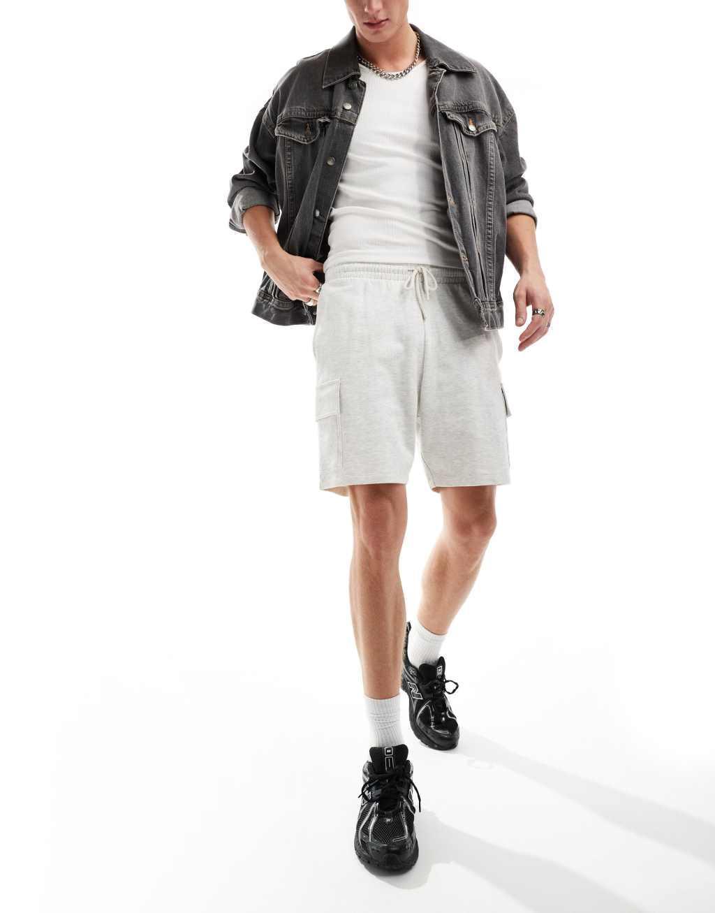 ASOS DESIGN slim fit cargo shorts in heather gray Product Image