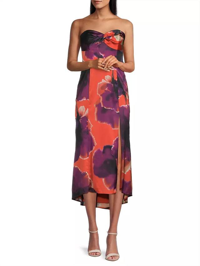 Bristol Floral Satin Strapless Maxi Dress Product Image