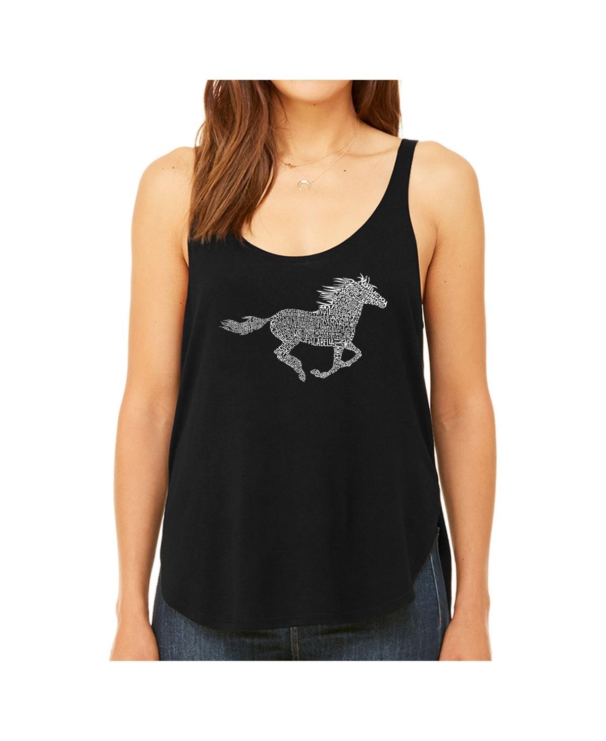 La Pop Art Womens Premium Word Art Flowy Tank Top- Horse Breeds Product Image