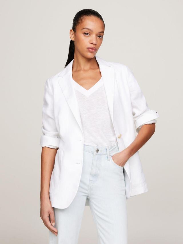 Tommy Hilfiger Women's Solid Linen Blend Blazer Product Image