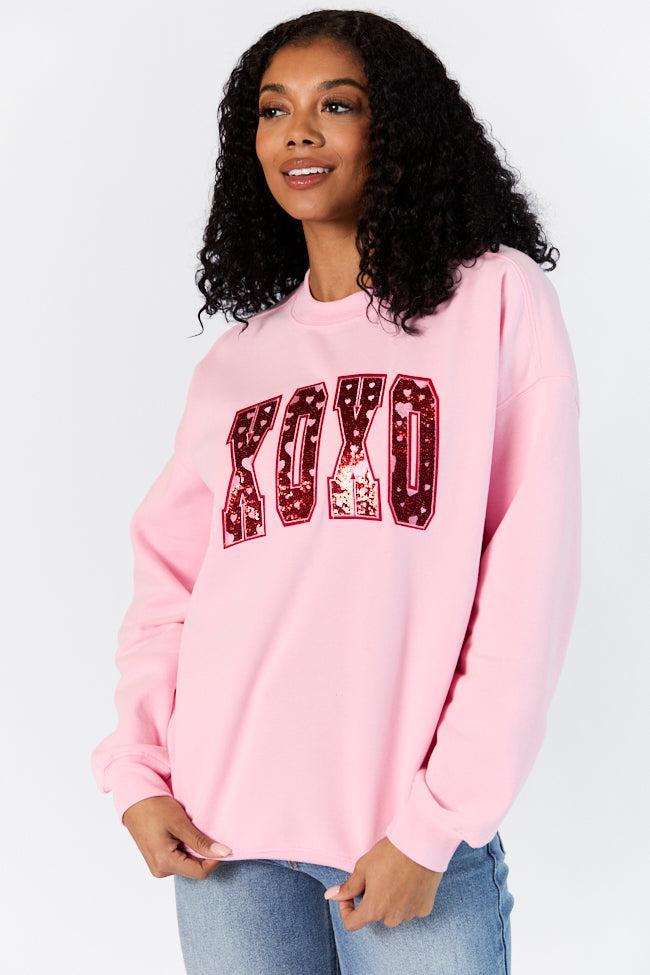 XOXO Patch Light Pink Oversized Sweatshirt SALE Product Image