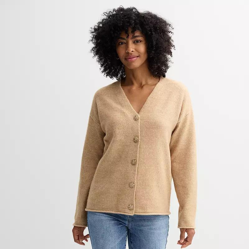 Womens Sonoma Goods For Life Oversized Button Front Cardigan Product Image