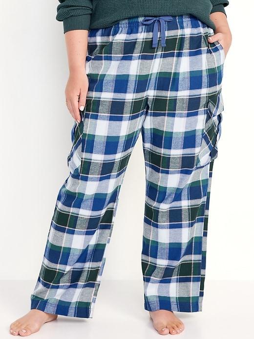 High-Waisted Flannel Cargo Pants Product Image