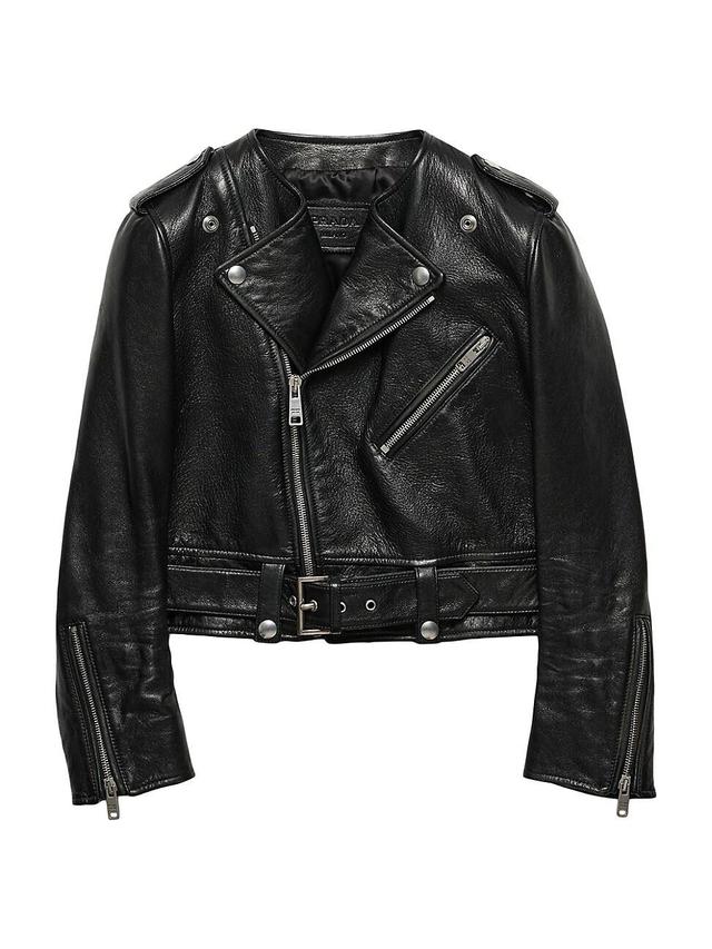 Womens Leather Biker Jacket Product Image