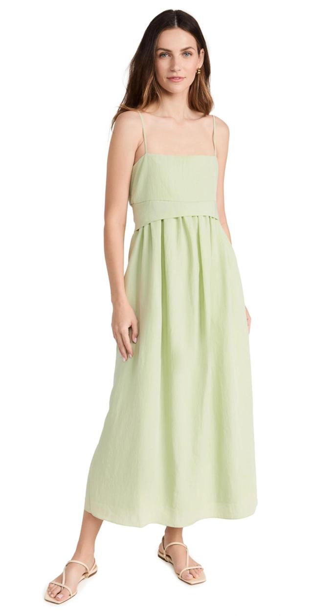 Ruched Panelled Tie-back Midi Dress In Sweet Grass Product Image