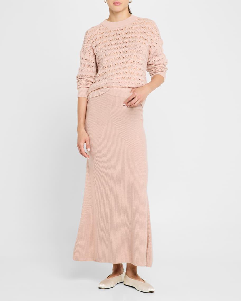 Ribbed Wool-Cashmere Midi Skirt Product Image