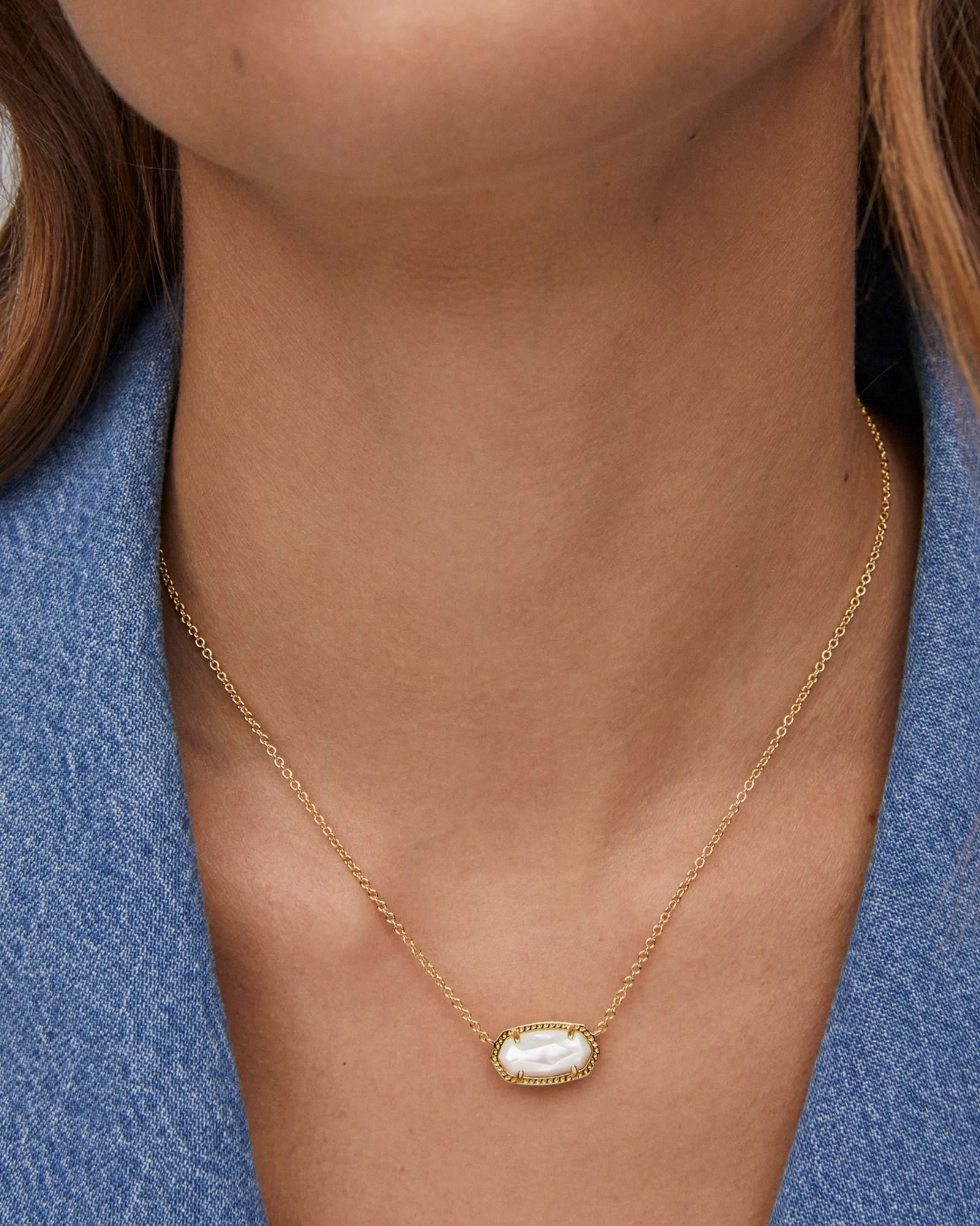 Elisa Gold Pendant Necklace in Ivory Mother-of-Pearl Product Image