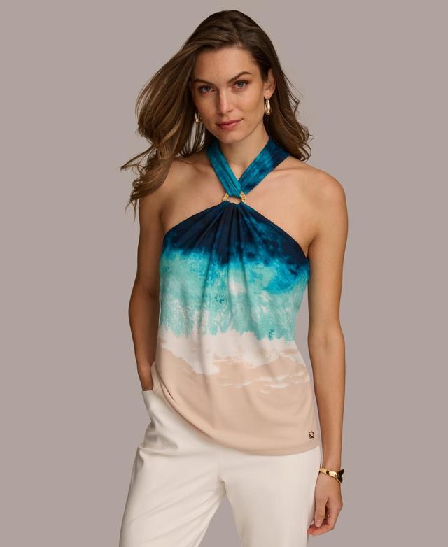 Donna Karan Womens Printed Halter Top Product Image