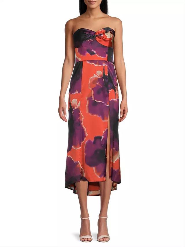 Bristol Floral Satin Strapless Maxi Dress Product Image