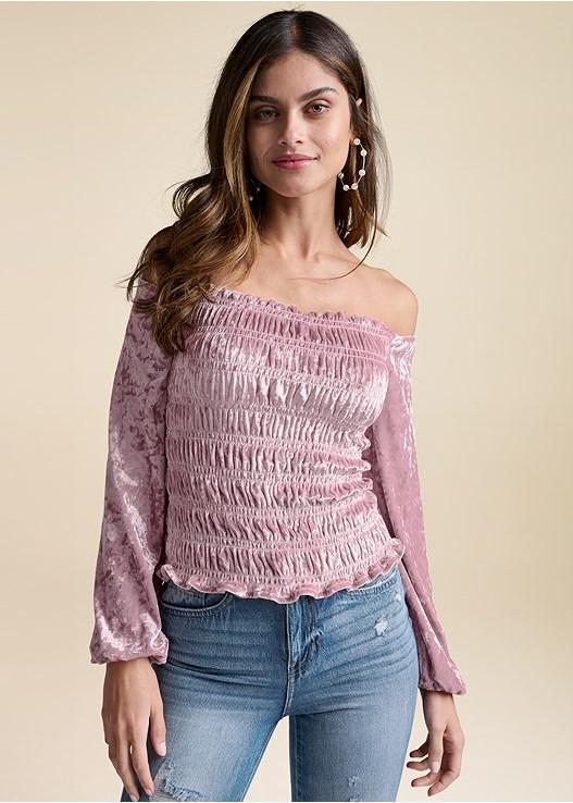 Off The Shoulder Velvet Top Product Image