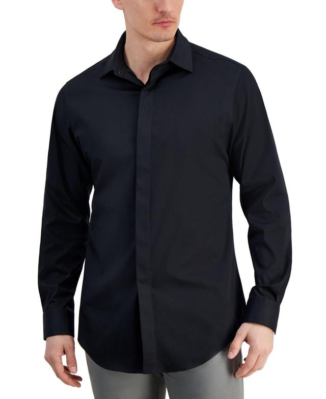 Alfani Mens Slim Fit Covered Placket Tuxedo Shirt, Created for Macys Product Image