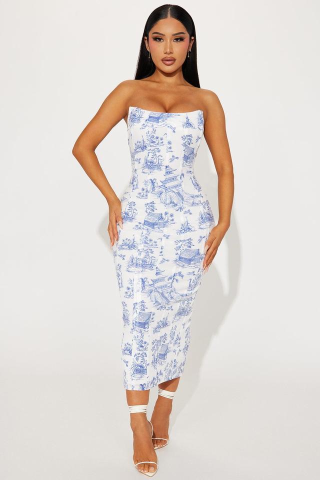 Tianna Sequin Midi Dress - White/Blue Product Image