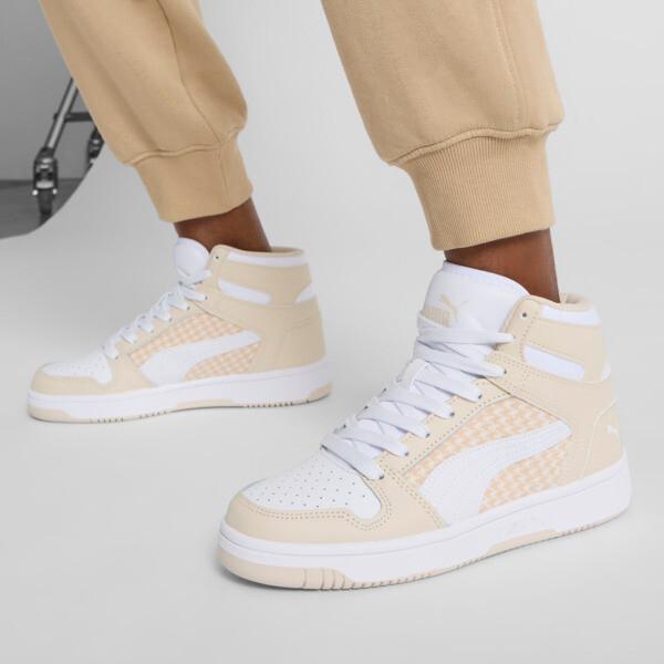 PUMA Rebound LayUp Houndstooth Women's Sneakers in Desert Dust/White/Alpine Snow Product Image