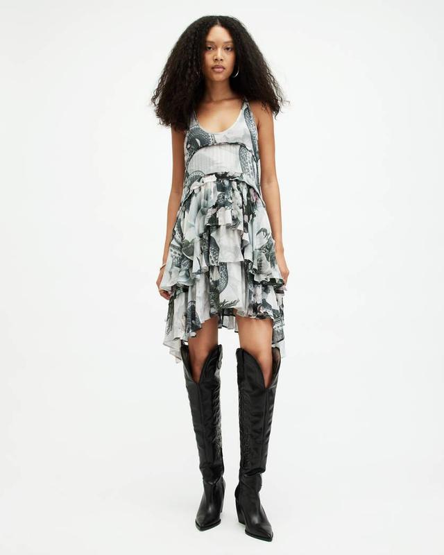 Cavarly Floral Valley Ruffled Mini Dress Product Image