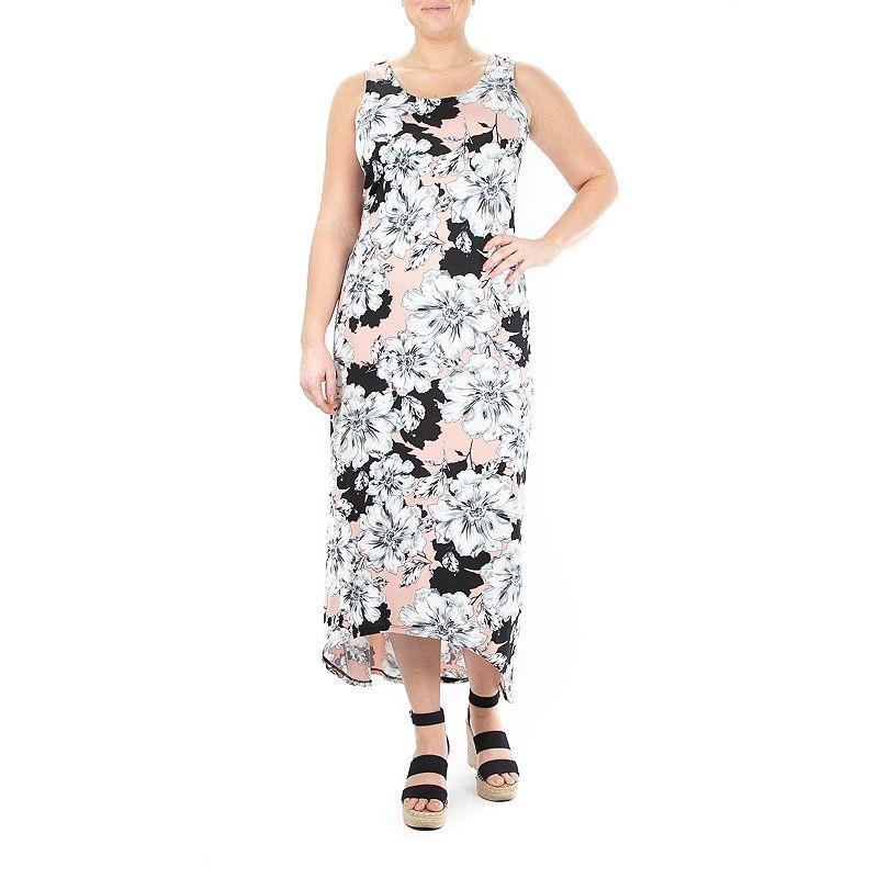 Womens Nina Leonard Printed High-Low Maxi Dress Pink Product Image