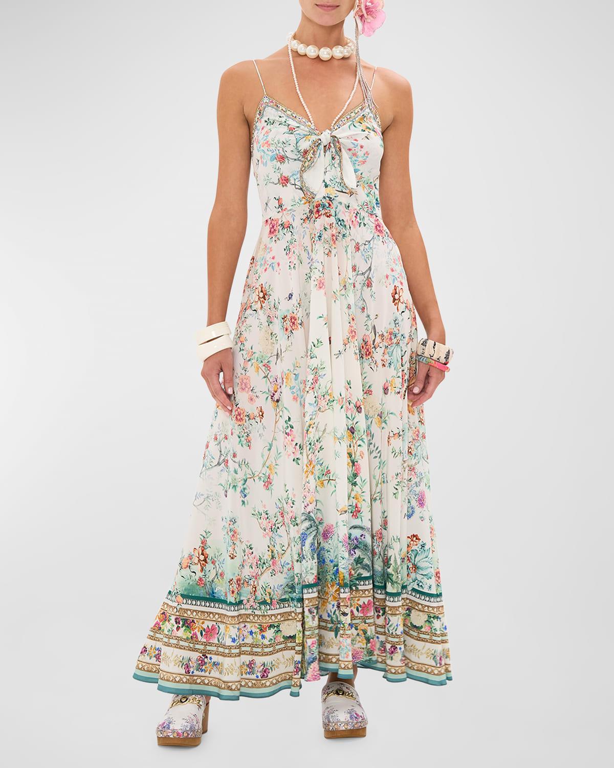 Plumes and Parterres Crystal Tie-Front Maxi Dress Product Image