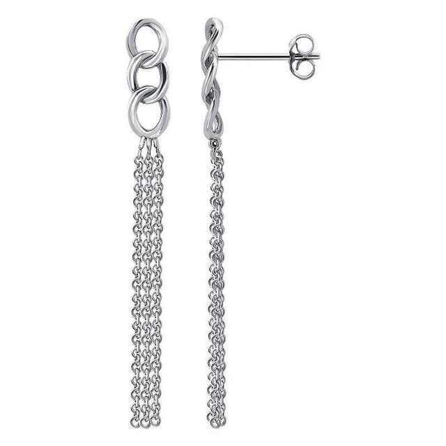 Aleure Precioso Sterling Silver Multi Chain & Triple Drop Earrings, Womens, Silver Tone Product Image