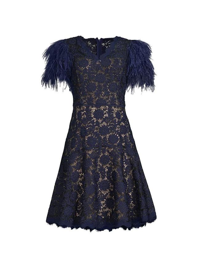 Womens Feathers Lace Minidress Product Image