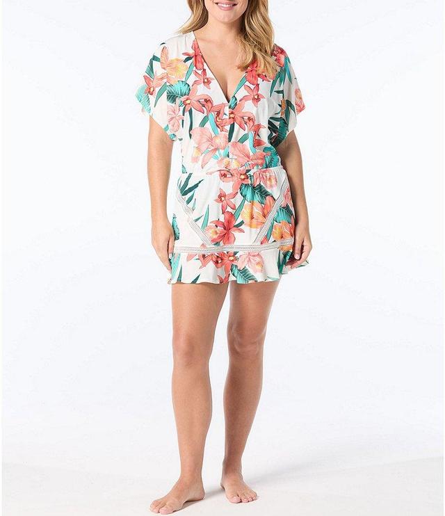 Coco Reef Island Flora V-Neck Cinched Waist Dress Swim Cover-Up Product Image