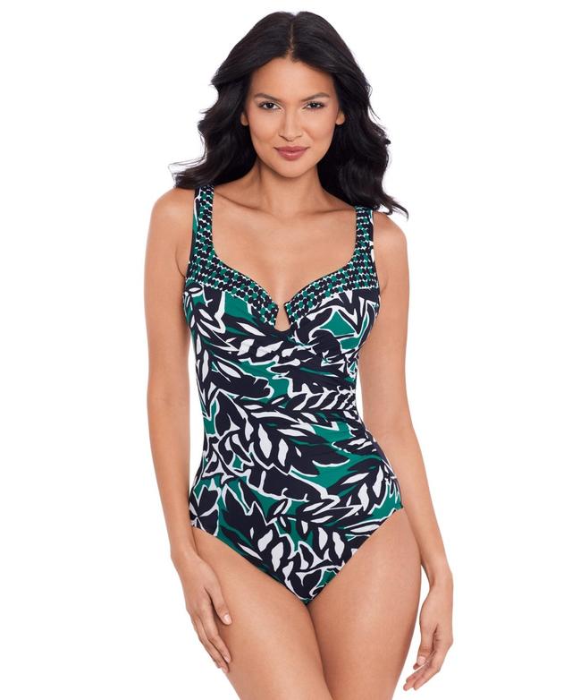 Miraclesuit Womens Palma Verde Escape Tummy-Control One-Piece Swimsuit - Black Product Image