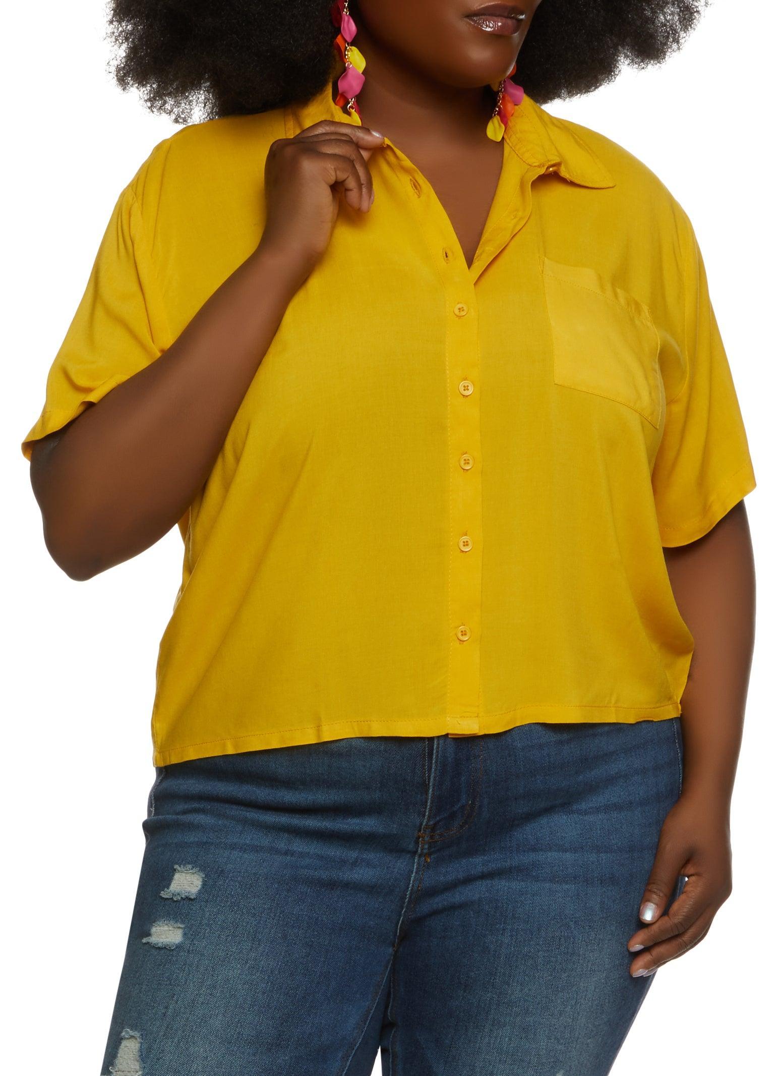 Womens Plus Size Pocket Button Down Shirt Product Image