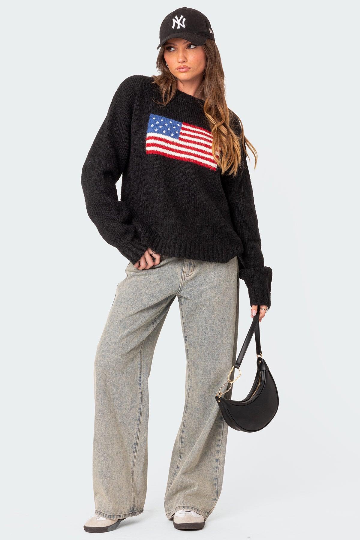 Usa Oversized Chunky Knit Sweater Product Image