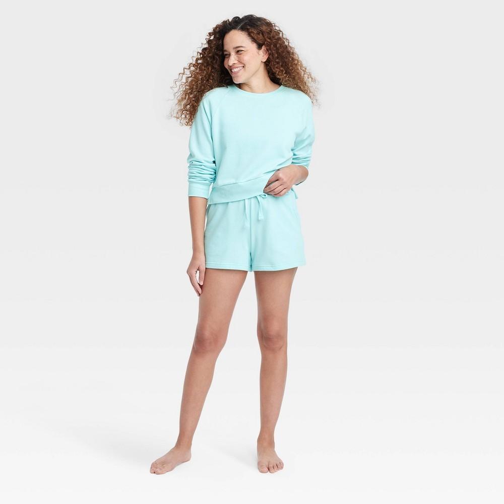 Womens Fleece Lounge Shorts - Colsie Light Blue 2X Product Image