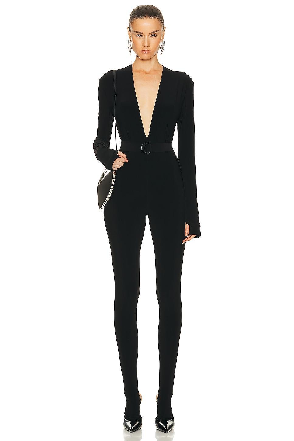 Norma Kamali Long Sleeve Deep V Neck Catsuit Product Image