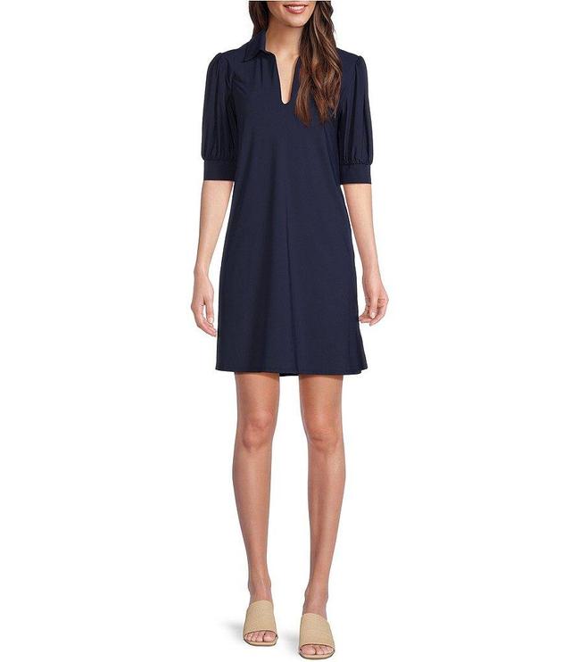 Jude Connally Emerson Jude Cloth Knit Point Collar Puffed Sleeve Shift Dress Product Image