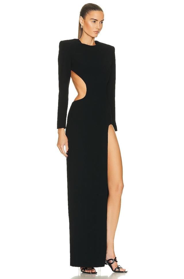 MONOT Open Back Long Sleeve Dress in Black Product Image