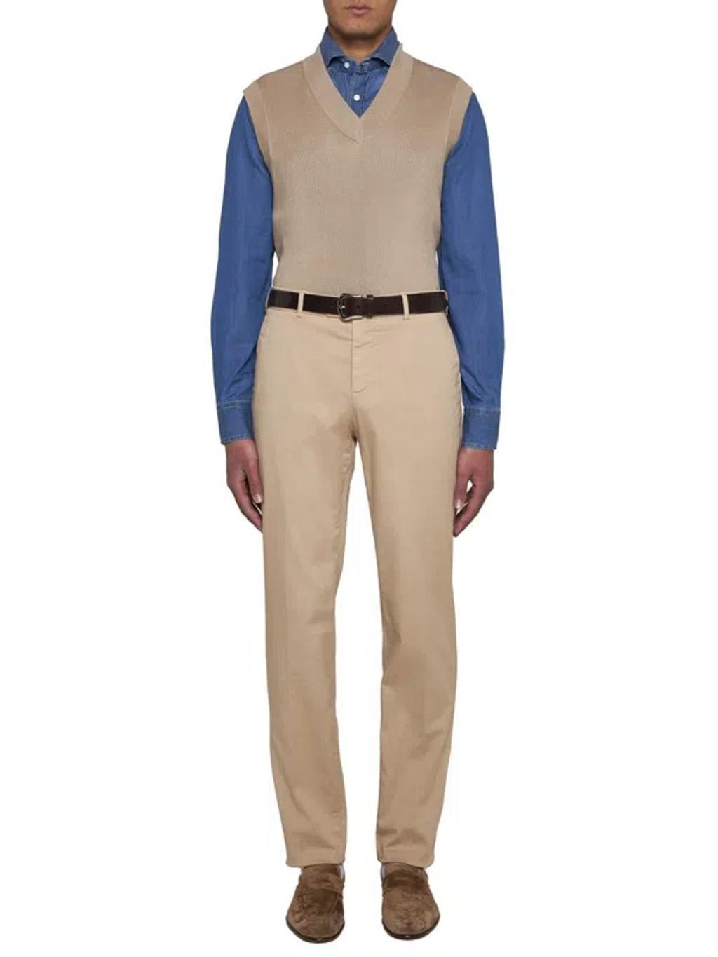 BRUNELLO CUCINELLI Ribbed Cotton Sweater Vest In Beige Product Image