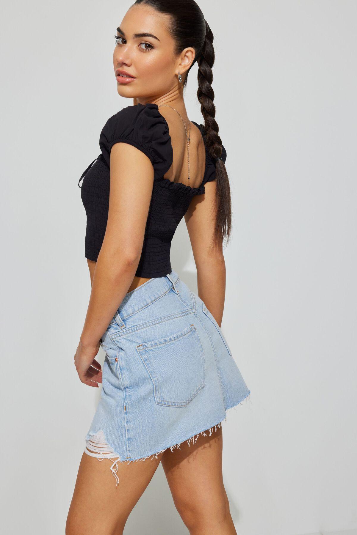 High Rise Denim Skirt Product Image