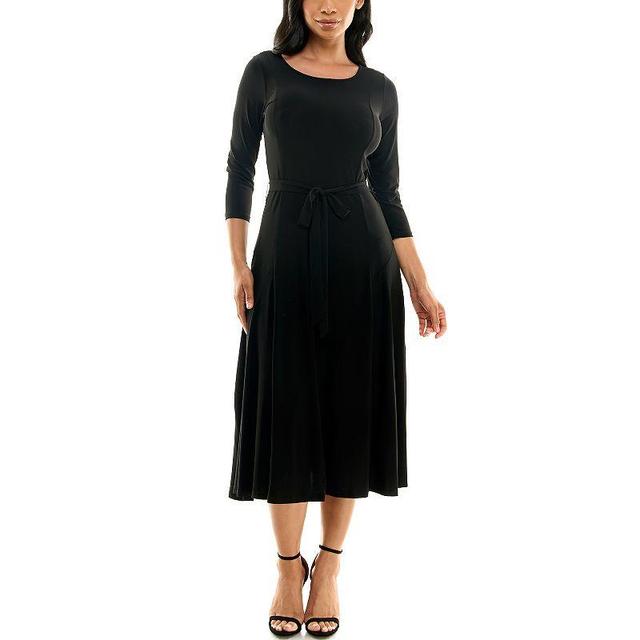 Womens Nina Leonard Sylvia Midi Dress With Belt Product Image