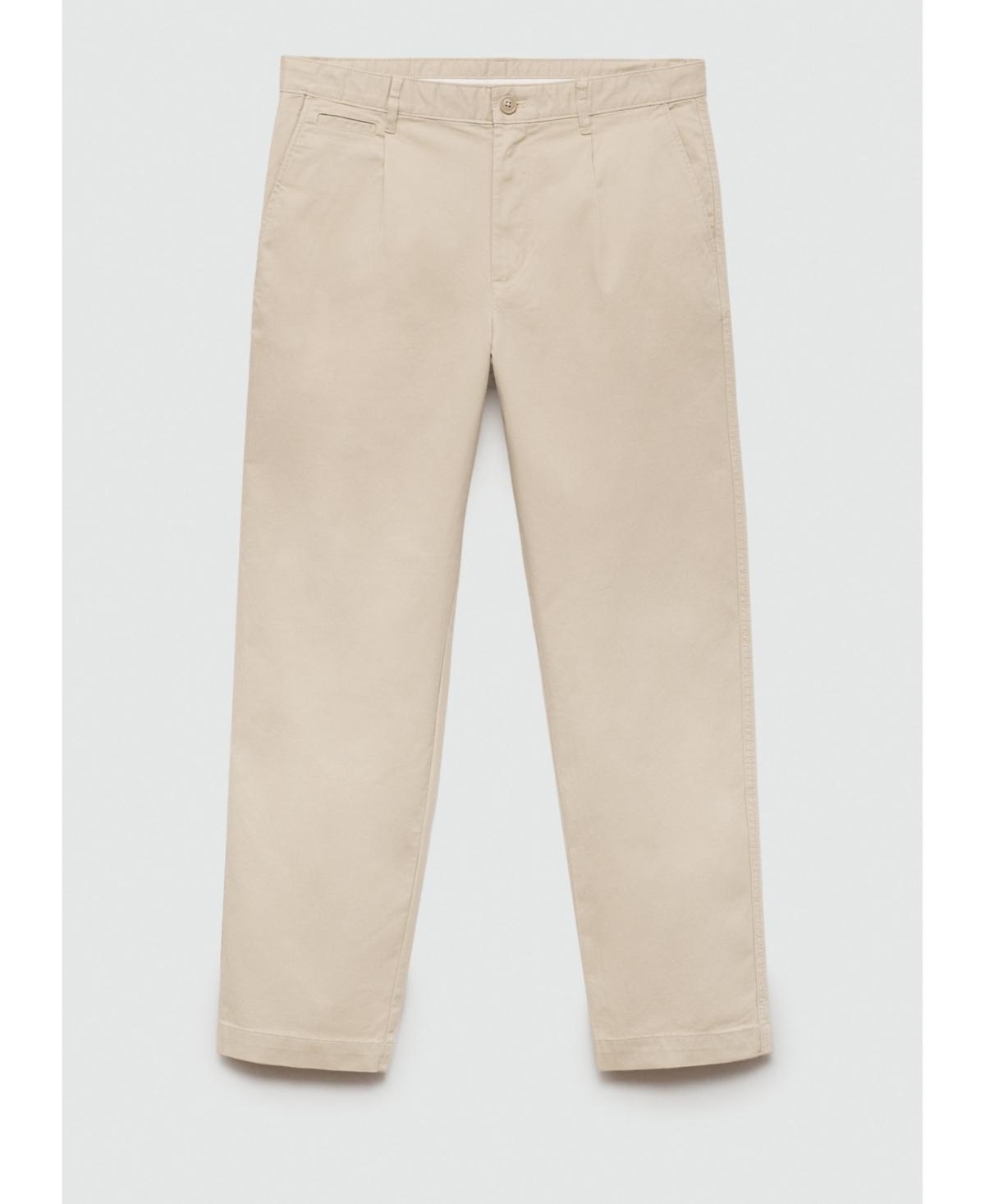 Mango Mens Pleated Cotton Trousers Product Image