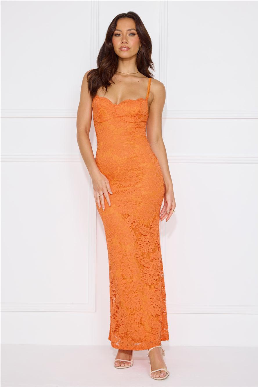 Soft Sweet Lace Maxi Dress Orange Product Image