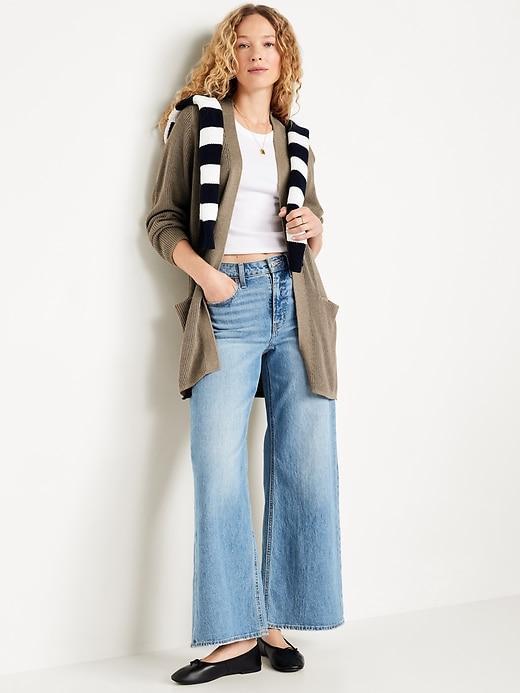 Open-Front Longline Cardigan Sweater Product Image