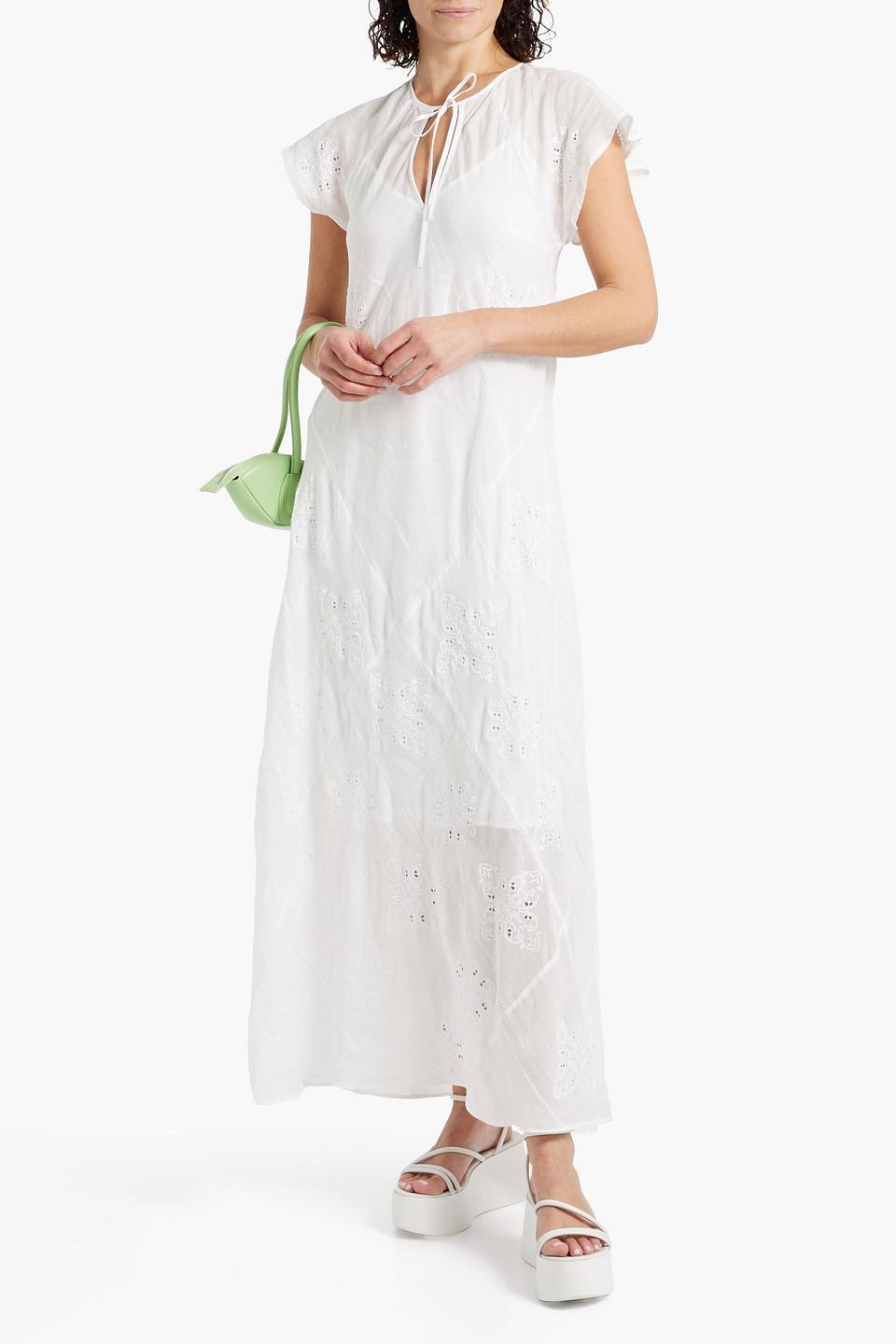 RAG & BONE Delancy Broderie Anglaise Ramie Maxi Dress In White Product Image