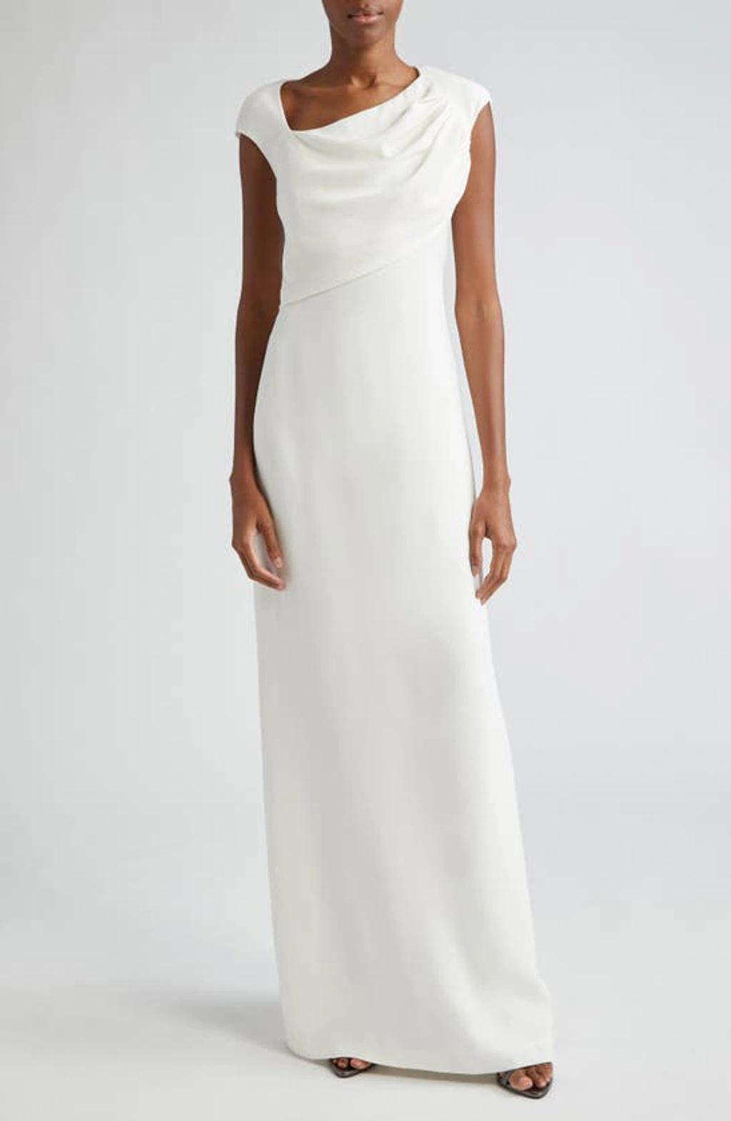 TOM FORD Asymmetric Neck Silk Georgette Gown In White product image