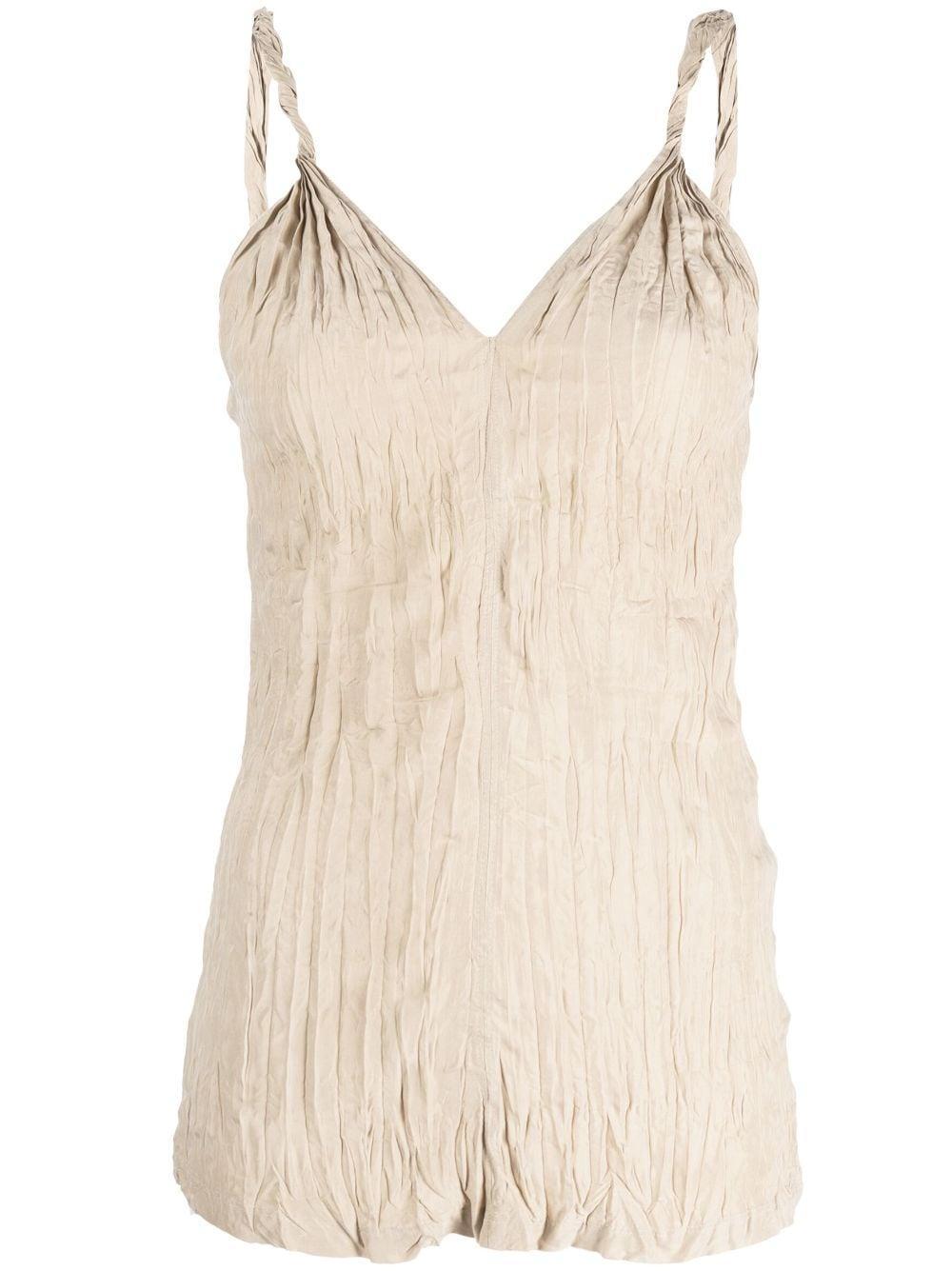 Twist-strap Crinkled Top In Neutrals Product Image