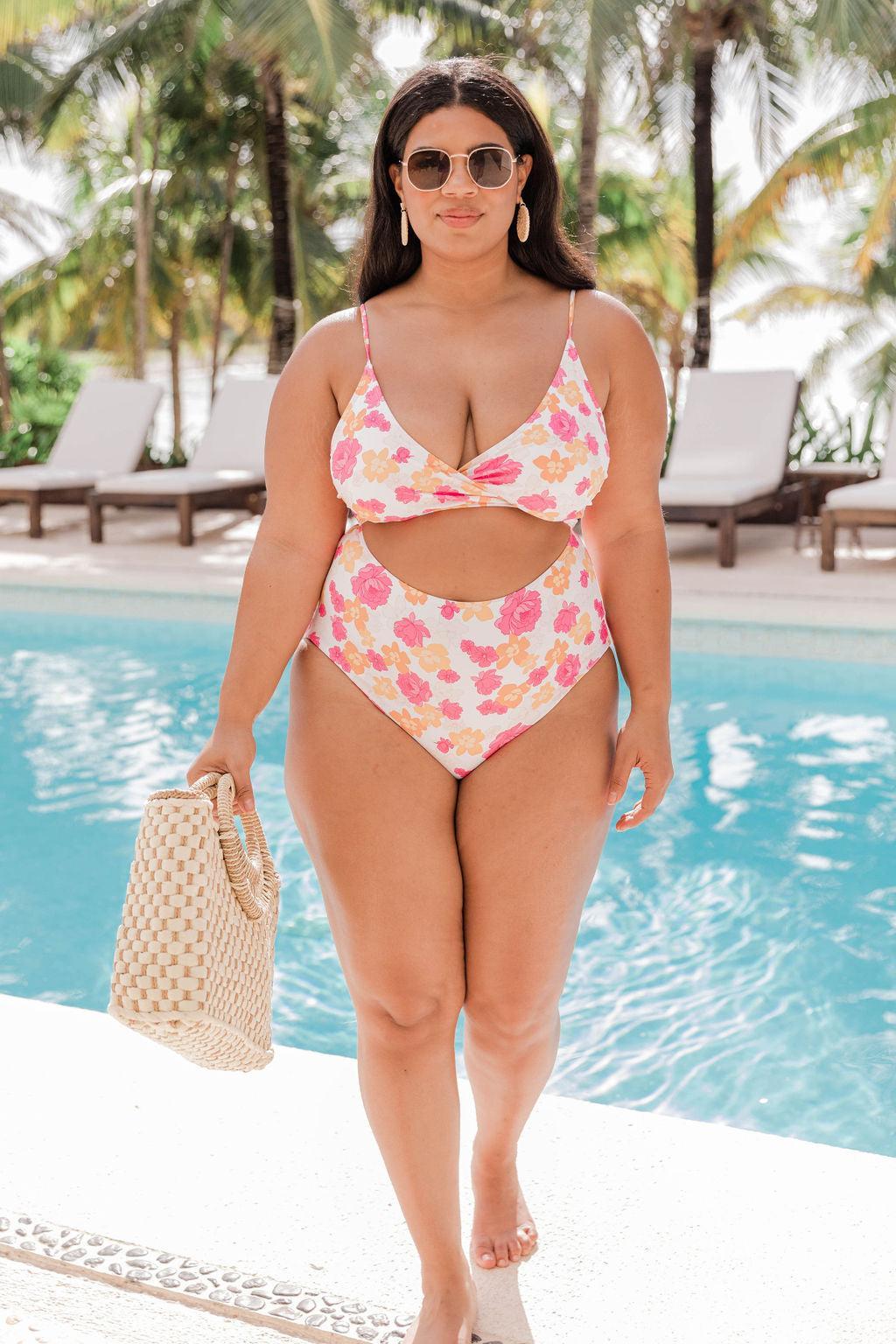 Caribbean Crush Pink/Orange Floral Swimsuit FINAL SALE Product Image