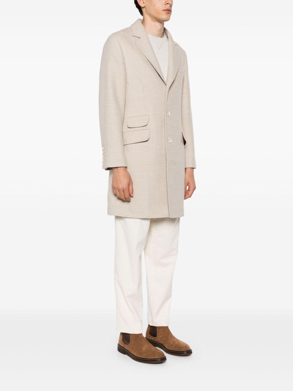 BRUNELLO CUCINELLI Single-breasted Felted Coat In Beige Product Image