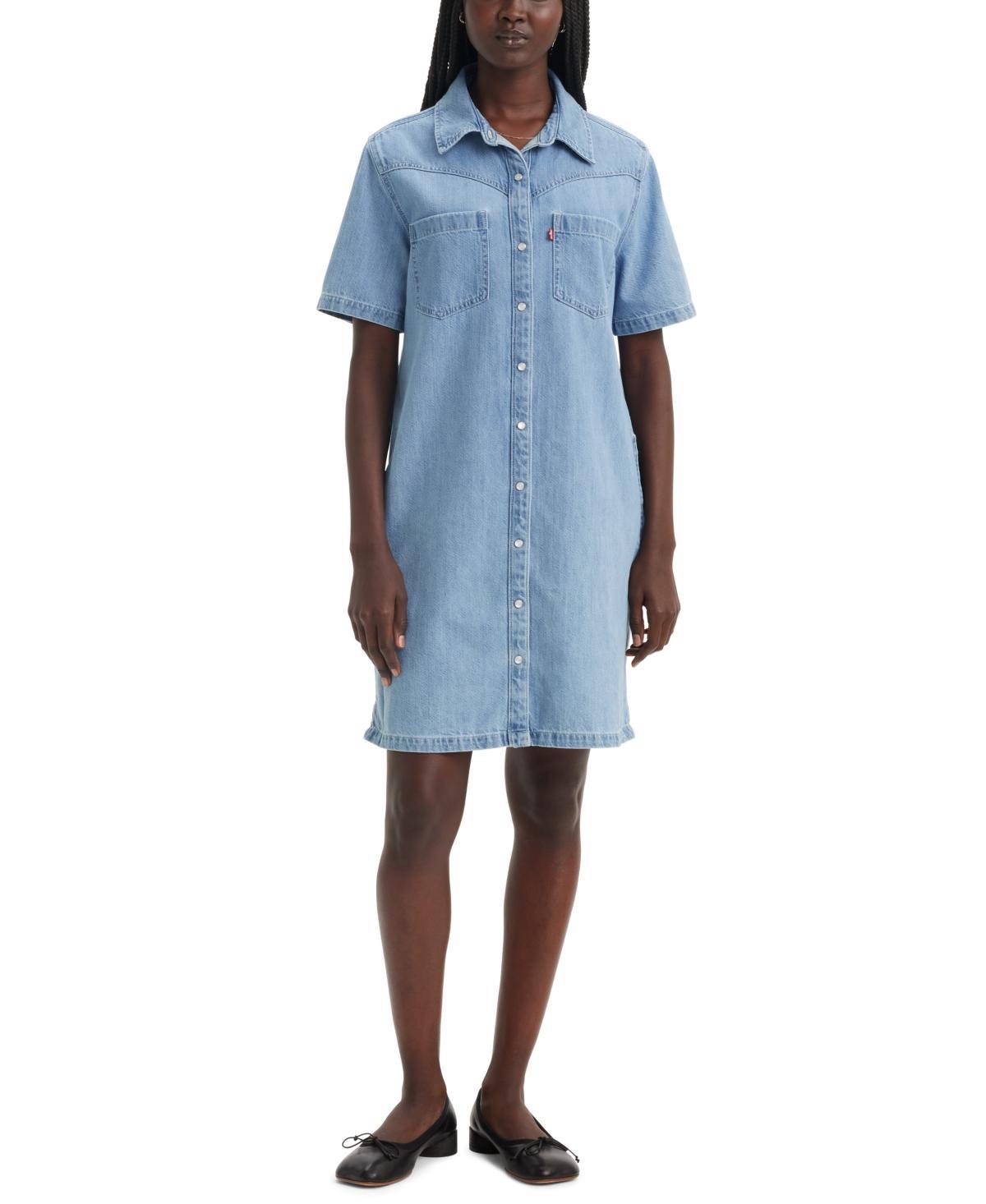 Levi's® Women's Short Sleeve Louisa Denim Dress - Twisted Words XL Product Image