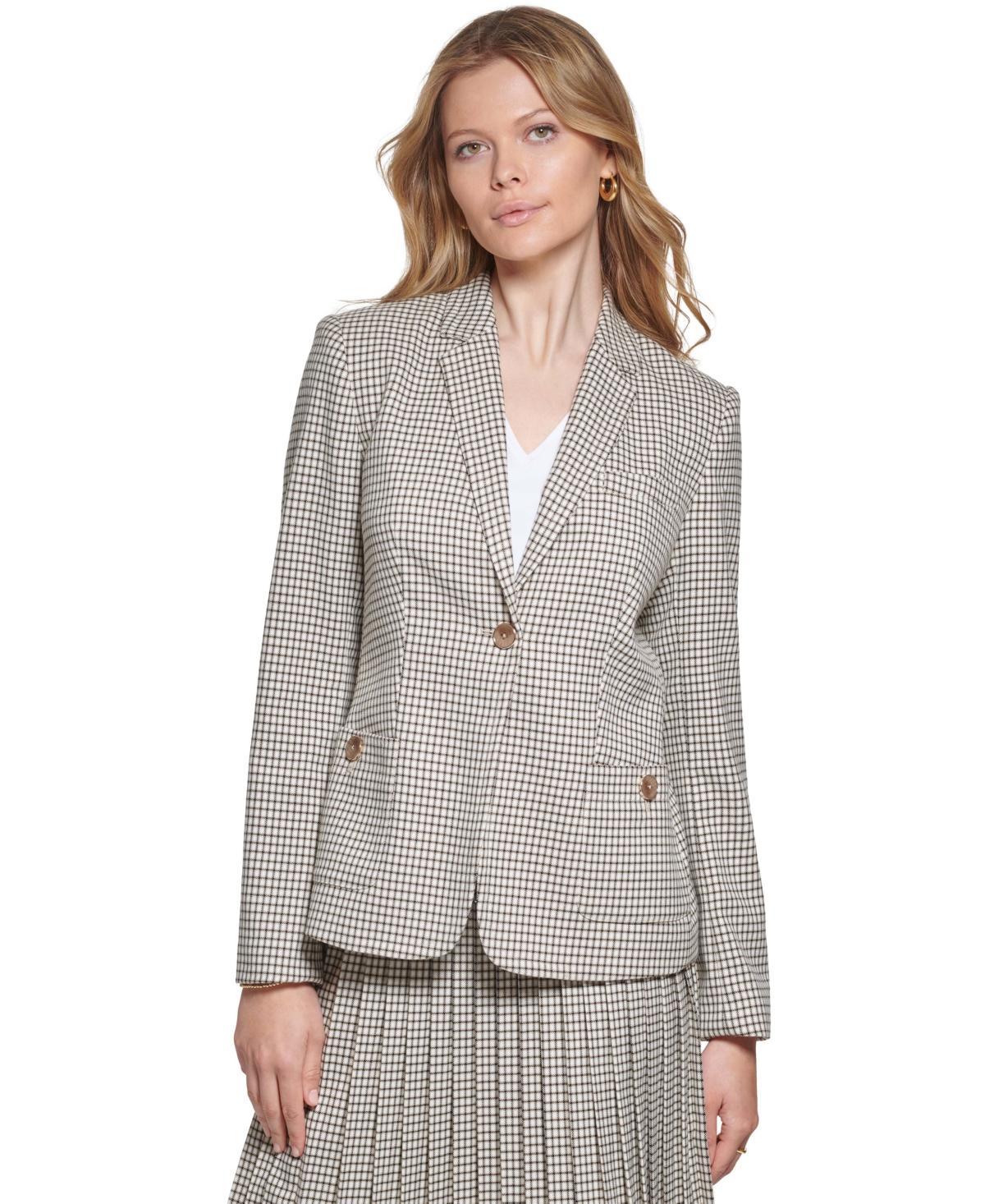 Tommy Hilfiger Womens Plaid One-Button Blazer Product Image