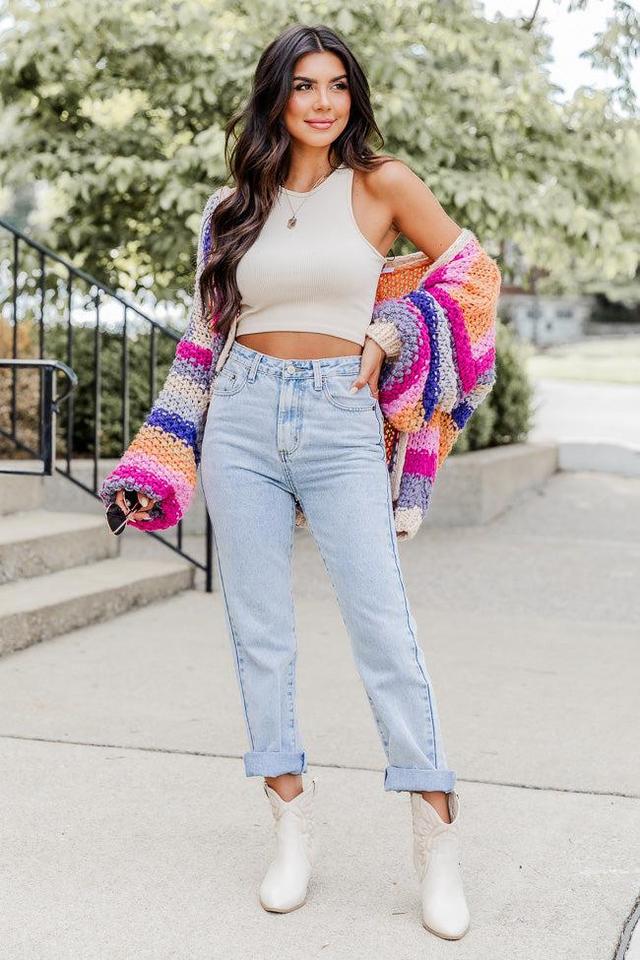 Forgot You Existed Pink Multi Striped Cardigan Product Image