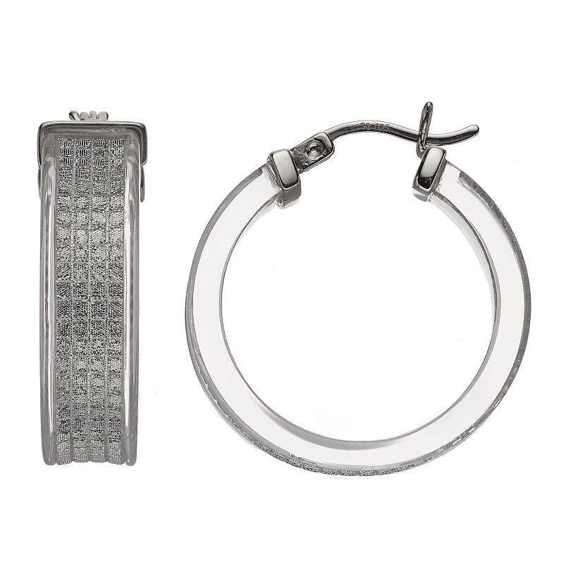 AMORE by SIMONE I. SMITH Platinum Over Silver Lucite Glitter Hoop Earrings, Womens, Sterling Product Image