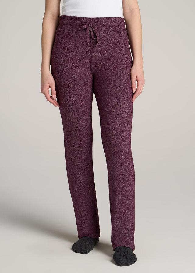 Open-Bottom Cozy PJ Lounge Pants for Tall Women in Beetroot Mix Product Image