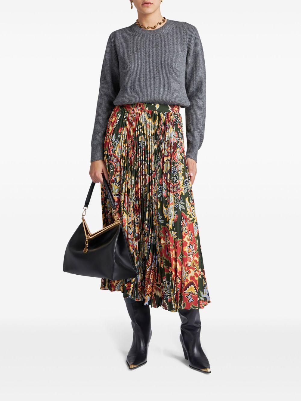 paisley-print pleated midi skirt Product Image