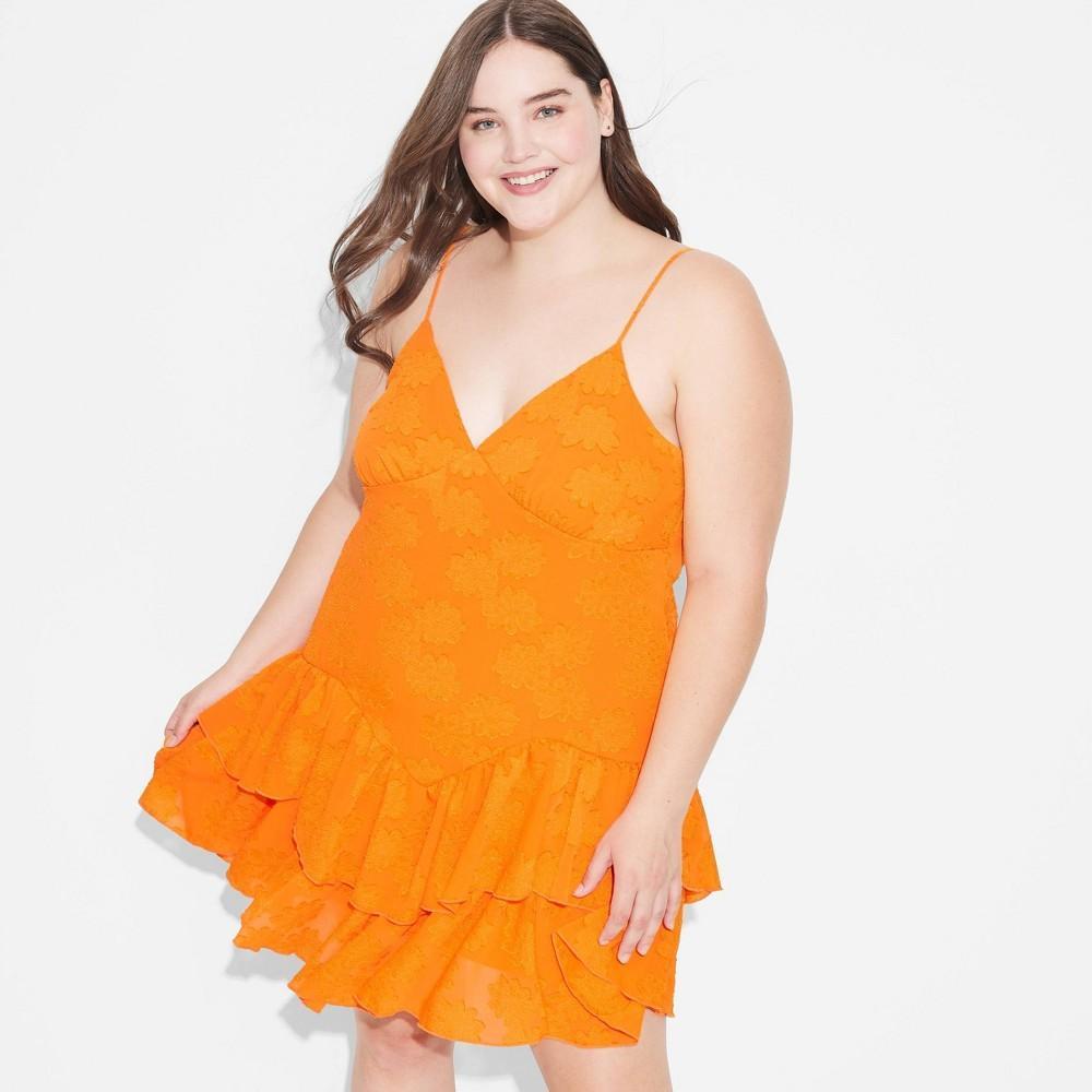 Womens Game Day Ruffle Mini Skater Dress - Wild Fable Orange 2X Product Image